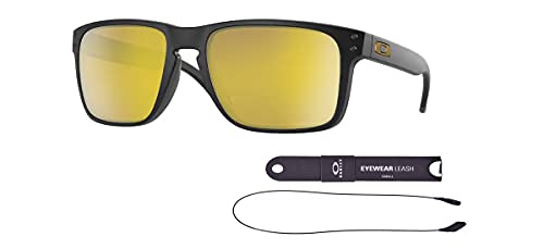 Oakley OO9417 Holbrook XL t 941723 59MM Matte Black / Prim 24K Polarized Square Sunglasses for Men + BUNDLE with Oakley Accessory Leash Kit
