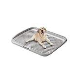 GERRBG大型犬用トイレトレイ 特大サイズ 柵付き 防滴設計 お手入れ簡単 広々とした収納スペース 犬用小便器 大型犬のトイレケアに最適なハイクオリティ製品 ペットグッズ ペットトイレ ペット用品 (モダングレー)