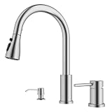APPASO 3 Hole Kitchen Faucet with Pull Down Sprayer & Soap D...