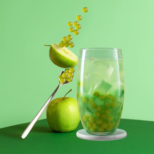 The Inspire Food Company Popping Boba Pearls for Bubble Tea - 450gm | Green Apple | Bursting Pearls Bubble | Real Fruit Juice For Dessert,Smoothie | 100% Vegan & Glutenfree, No Artificial Colors