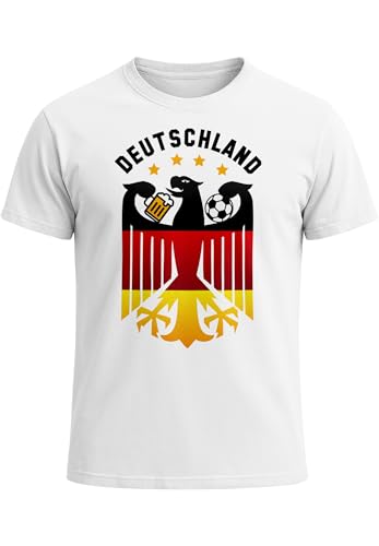 MoonWorks® Herren T-Shirt Deutschland Fußball EM 2024 Bundesadler Bier Deutschlandshirt Deutschlandflagge Weiss M