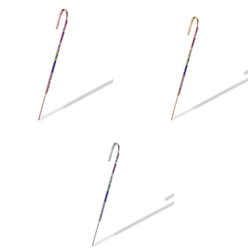 Ear Wrap Earrings Classic Rhinestone Piercing Ear Cuff Elegant Crystal Craved Gold-tone Crawler Hook Earrings Delicate Wire Needle Studs Earrings for Women Girls Jewelry(A)