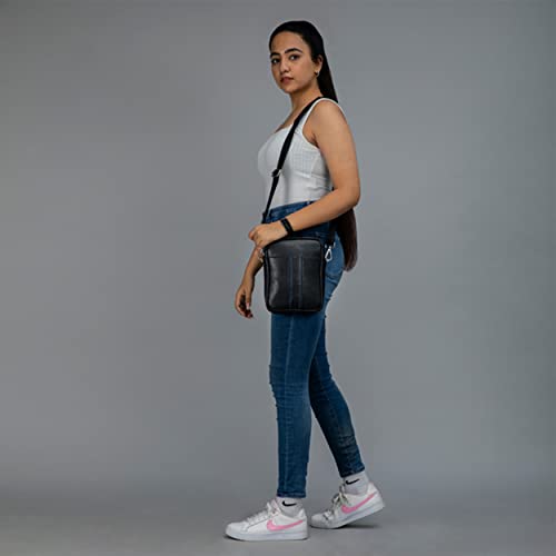 Image of Smith & Blake - Cross Body Bag - Shoulder Messenger Bag - Black Premium Leatherette - Multiple Pockets - 1 Year Warranty - Linea