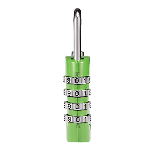 Image of uxcell 4 Digit Combination Padlock, 4mm Shackle, Zinc Alloy Lock Waterproof Lock for Gym Locker Fence Suitcase Travel Outdoor, Green