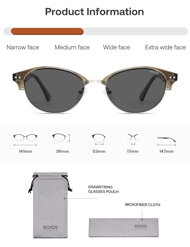 Image of SOJOS Trendy Oval Polarized Sunglasses for Women Retro Cute Shades Sunnies SJ2687