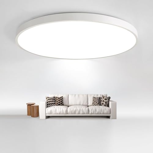 JDONG Plafonnier LED 54W Plat Rond Blanc Plafonnier Ø50CM Moderne Blanc Naturel 4000K Lampe pour Chambre Bureau Salon Cuisine Cave Balcon Ultra Mince 4CM