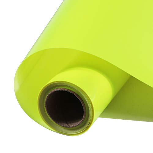 Image of FUNKAKA Heat Transfer Vinyl Neon Yellow HTV Rolls, 12 inch x 9ft Iron on Vinyl | Stretchy PU HTV Vinyl for All Cutter Machines for T-Shirt - Easy to Cut & Weed for Heat Vinyl Design (Fluorescent Yellow)