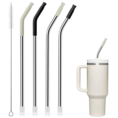 Soledea 4Pack Reusable Stainless Steel Metal Straws for 40 oz Tumblers