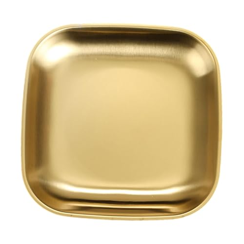 DimyFew Bandeja de Acero Inoxidable Reutilizable para La Preparación de Alimentos Y El Servicio en Cocinas, Oro, Individual
