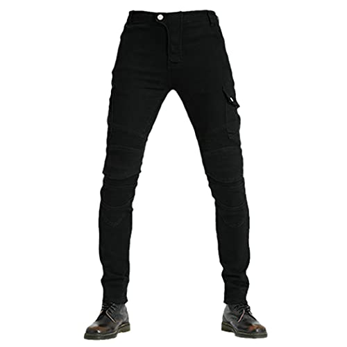 Jeans moto homme avec protection genoux et hanches en denim épais
