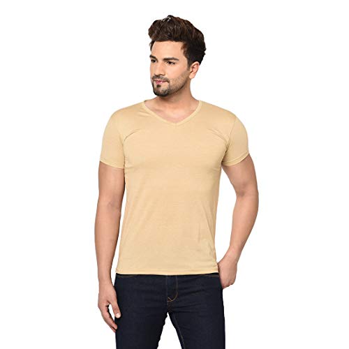 Image of Men's Cotton Blend Half Sleeve V Neck Tshirt
