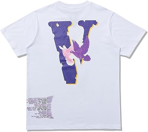 toggdipo Hip hop Shirt Retro Fashion V Pattern Men Women Short Sleeved T-Shirt Rapper Street Clothing Teen Y2K Tee