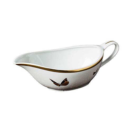 The Cocoonalist 24k Gold and Platinum Traditional Limoges Porcelain Gravy Boat - 0.35L Capacity - Made in Europe (France) (Nuit Tuscany)