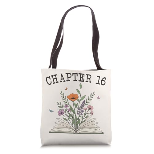 Bolso Tote Wildflowers para amantes de libros 16 años miniatura 1