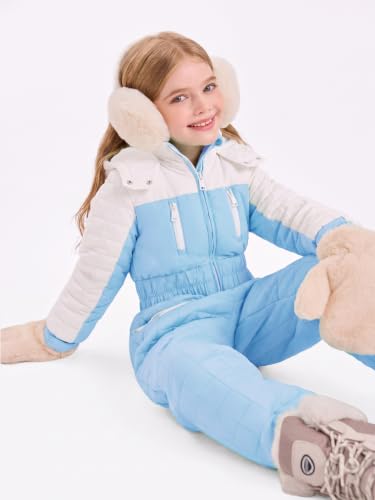 Image of Haloumoning Kid Snowsuit Girls Hooded Waterproof Insulated Ski Suit