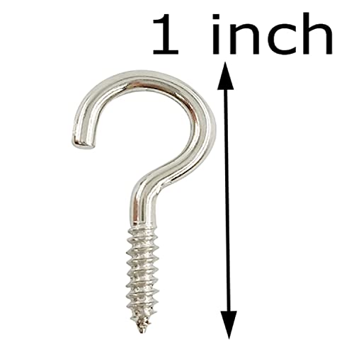 Axe Sickle AS-1909082037 Silver 1 Inch Metal Cup Hook Round End Screw Hook Self Tapping Screw Hook 100 Pcs thumb #2