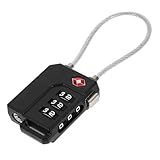 DECOMELODY Tsa Zugelassenes Kabel gepäckschloss Zahlenkombinationsschloss aus Robustem PC Kunststoff Kompakt und Leicht Verstellbar für Koffer Reisetaschen Schwarz Sichere Gepäckkontrolle