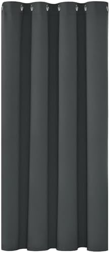 Deconovo Kurze Verdunklungsvorhänge mit Ösen Blickdicht Gardinen Dunkelgrau | 1 Stück, H138 x B132 cm, Thermovorhang mit Hitzeschutz, Ösenvorhang, UV-Schutz, Abdunkelnd, Sichtschut