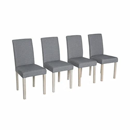 Alice's Home - Lot de 4 chaises - Rita - chaises en Tissu. Pieds en Bois cérusé. Gris clairs