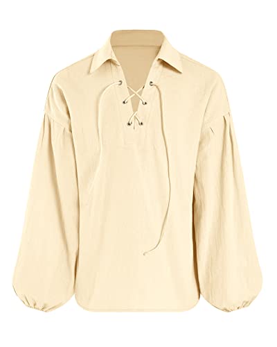 Boys Kids Medieval Pirate Shirt Viking Renaissance Lace Up Mercenary Halloween Scottish Jacobite Ghillie Tops #TOP14