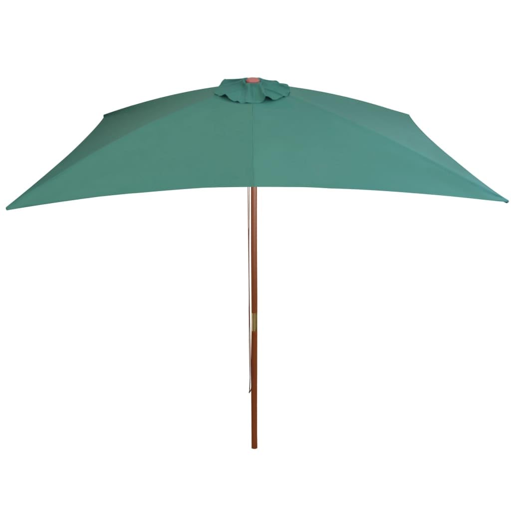 Parasol przeciwsłoneczny z drewnianym masztem, 200 x 300 cm, bordowy, duży parasol ogrodowy z drewna z 6 stabilnymi żebrami, na taras i balkon, z korbą i kółkiem