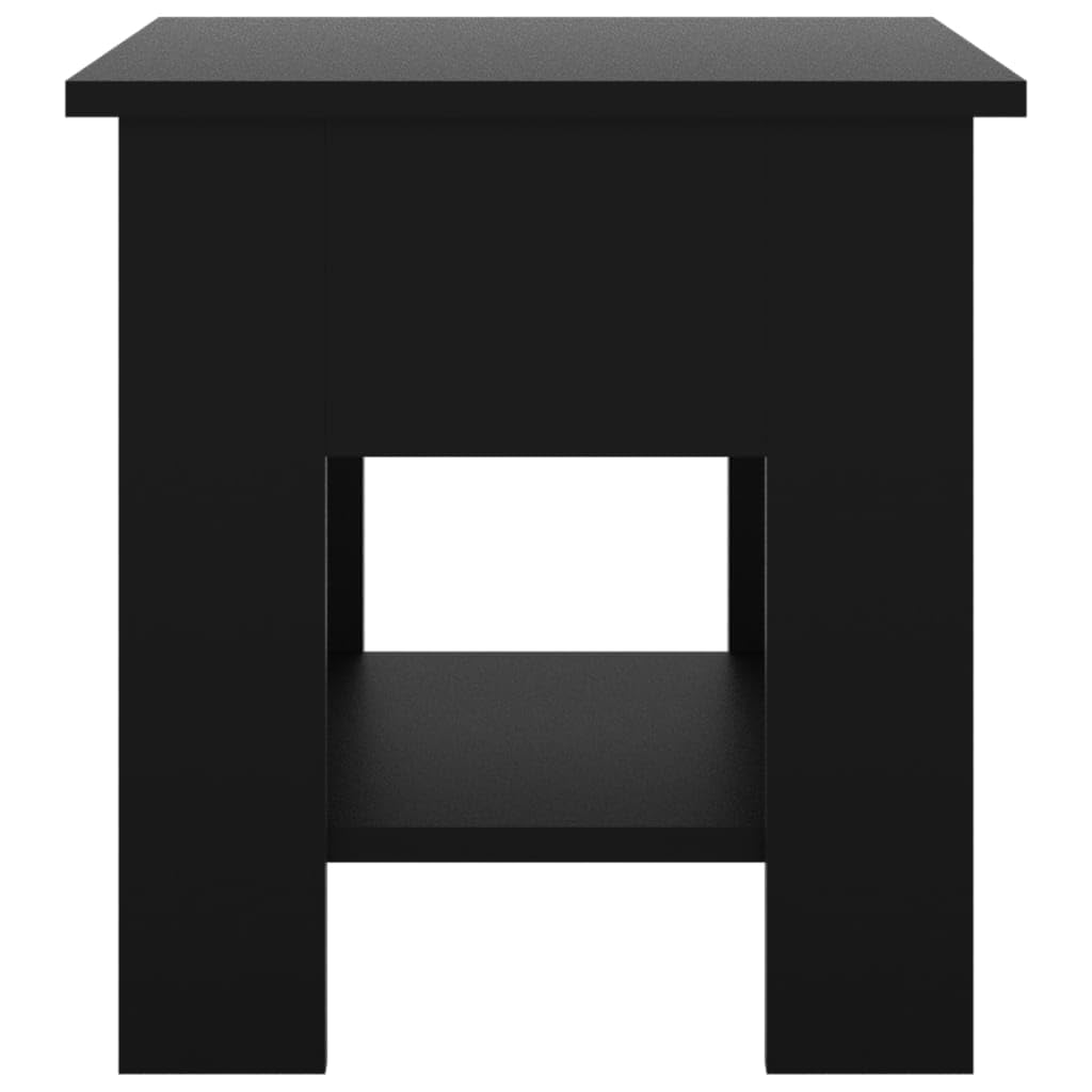 Mesa de centro negra 40 x 40 x 42 cm de material de madera con estante, diseño moderno, mesa auxiliar robusta con espacio de almacenamiento para salón, dormitorio, pasillo