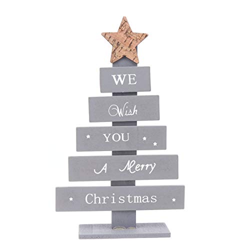 Ornement d'arbre de Noël en bois avec pentagramme de table