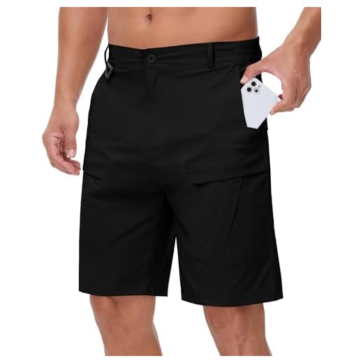 NANAMEEI Short Cargo Homme Shorts Travail Hommes Bermuda de Travail Short Tactique Homme Militaire Bermuda Hommes Coton Cargo Shorts Noir M
