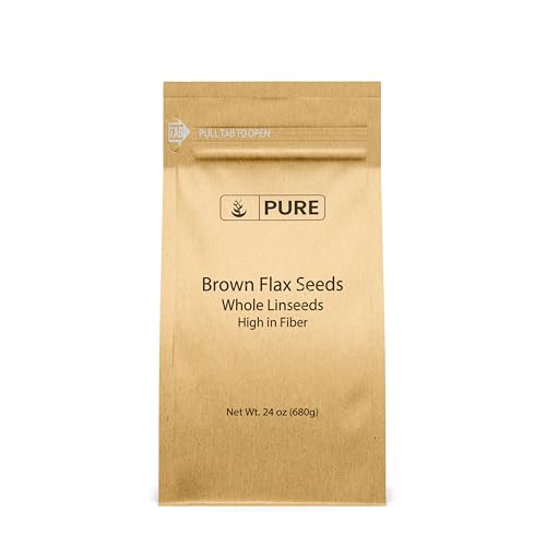 Pure Original Ingredients Brown Flax Seeds (1.5 lb) High In Fiber, Whole Linseeds, Vegan.