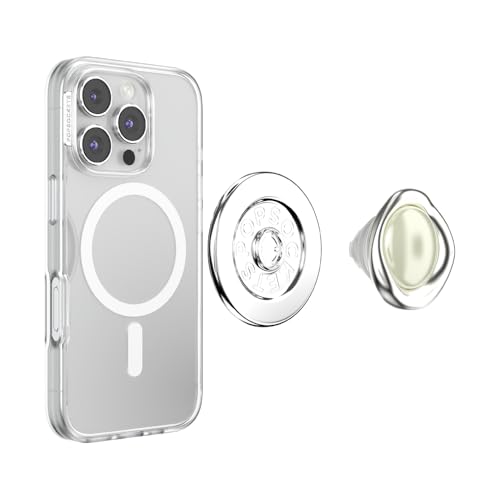Image of PopSockets Phone Grip for MagSafe, Magnetic Holder, Phone Stand, Crystal - Eye of the Beholder Silver