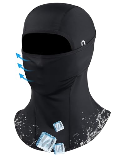 Becellen Pasamontañas Moto, Protector UV Verano Ciclismo Balaclava Transpirable Anti Viento Pasamontañas Elástica Negro Balaclava para Hombre y Mujer