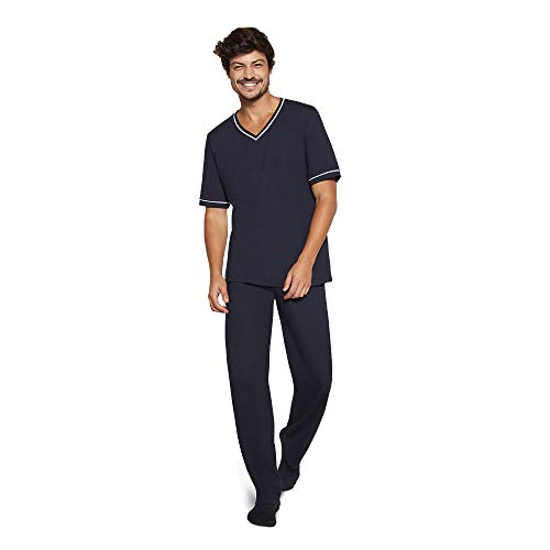 Pijama Lupo AM Longo - Manga Curta masculino Marinho GG
