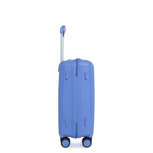 Image of SWISS MILITARY Maze Hard Top Black Polypropylene (PP) Luggage Trolley Bag with TSA-Lock & Body Coloured 360 Degree Rotatable 8-Wheels,Color -Sky Blue,20 Inch
