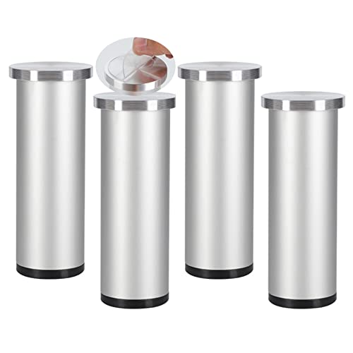 4 Piezas Pies de la mesa de centro de cristal Aluminio Aleación Patas de gabinete regulables sin puñetazos Pies de metal autoadhesivo Piernas de apoyo mueble de baño (40cm,color aluminio)