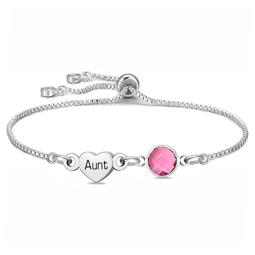 Bracelet argent Sister et cristal rose, cadeau d'anniversaire