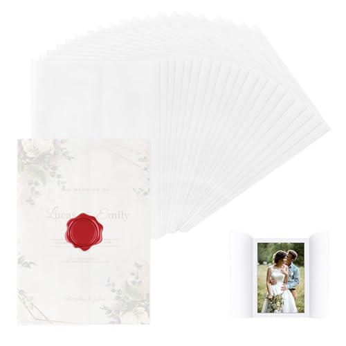 Luckwaii A5 Briefumschläge Pergamentpapier für Einladungen, 50 Stück Umschläge Durchscheinend Pergamentumhüllen 15x21cm Wedding Envelopes für Hochzeiteinladungen Geburtstag Babypartys Grußkartenhüllen