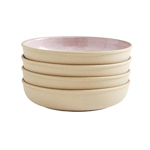 Portmeirion Minerals Low Serving Bowl Rose Quartz Set of 4 | 8.7 inch Ceramic Serving Bowl made from Stoneware | Dishwasher, Microwave, Freezer, and Oven Safe | Perfect for Kitchen Entertainment