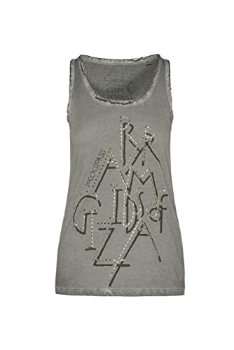 SOCCX Top para mujer Oil Dyed con piedras metálicas Sage Green M, verde salvia