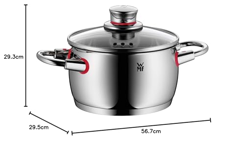 Foto von WMF Quality One Topfset Induktion 5-teilig, Kochtopf Set mit Glasdeckel, Cromargan Edelstahl poliert, Induktions Töpfe Set unbeschichtet, Dampföffnung, für alle Herdarten geeignet