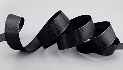 finemark 50 m x 25 mm taffeta ribbon black decorative ribbon gift ribbon fabric ribbon table decoration wedding Easter ribbon Visco taffeta card making crafts - Image 4
