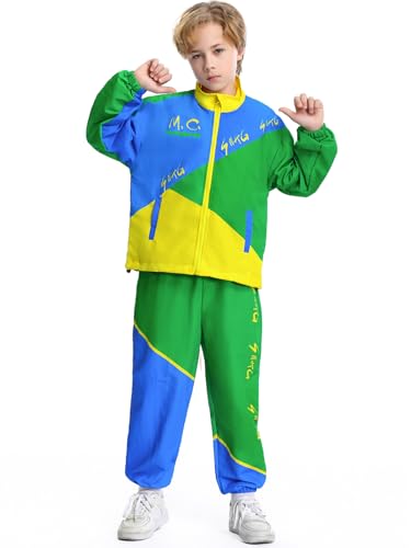 80s Outfit for Kids, Retro 90s Tracksuit Boys Girls Hip Hop Dance
