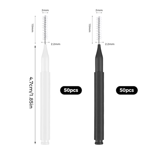 Image of 100 Pcs Interdental Brushes, Braces Flossers for Cleaner | Braces Brush Soft Dental Brushes Toothpicks Dental Floss Picks Dental for Braces Oral Cleaning(Black, White)