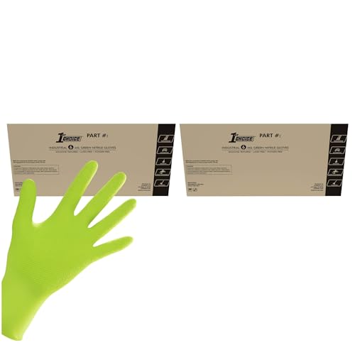 Image of 1st Choice Green 6 mil Nitrile Disposable Gloves Diamond Grip XL 2000