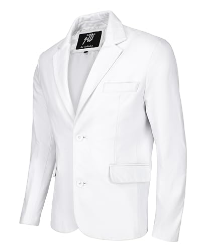 Image of Jild Invisible Stitching Casual Leather Blazer for Men - 2-Button Closure Coat Style Regular Fit Lambskin Leather Jacket Men