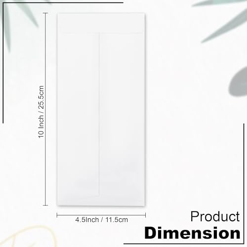 Image of GLUN White Plain Envelopes Pack of 50 Pieces for Cheques, Legal Documents & Invoices, Envelopes Size 4.5 x 10 Inch, 120 GSM Thick Paper Sheet