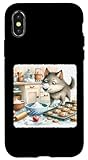 Coque pour iPhone X/XS Wolf Bakes Cookies In Messy Kitchen. Cuisson de la farine de biscuits