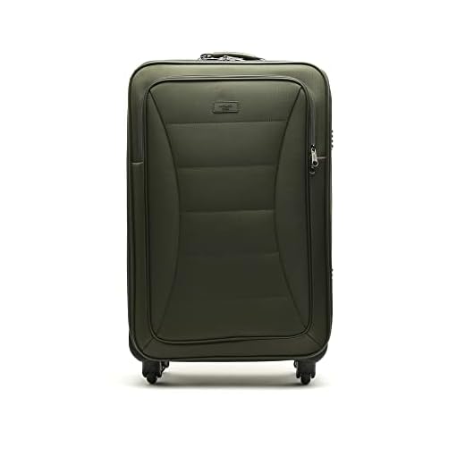 MISAKO Maleta Mediana de Viaje Leslie Verde | Maleta Elegante de Nylon Blanda | 67x42x33cm | Maleta para Viajes | Diseño Elegante con 4 Ruedas giratorias | Semirígida - 2,8KG