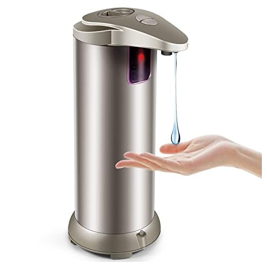 Dispensador automático de sabonete, dispensador de sabão sem toque de aço inoxidável com 3 níveis ajustáveis, sensor de movimento infravermelho equipado e base à prova d'água, dispensador de sabão