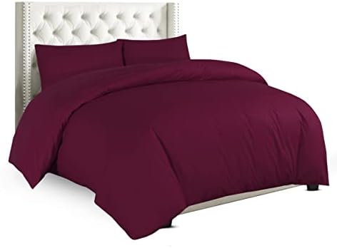 Sapphire Collection Plain Duvet Cover With Pillow Cases Non Iron Percale Quilt Cover Bedding Bedroom Set (King, Red)
