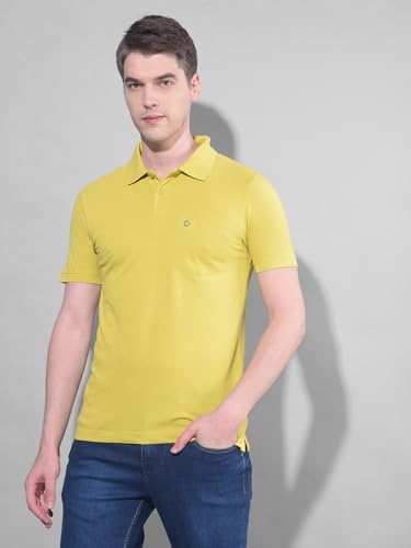Image of Dollar Men's Pack of 1 Solid Cotton Blend Polo Neck T-Shirt